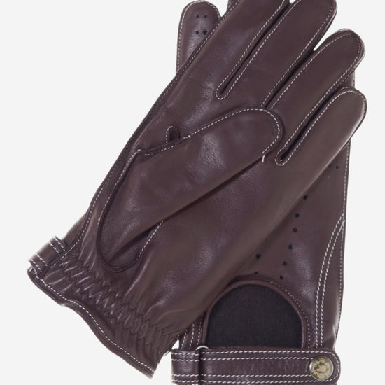 CD3528 (brown) - Men's Italian Leather Driving Gloves with Cashmere Lining - Leather Gloves Online - Luxury Leather Gloves - 2