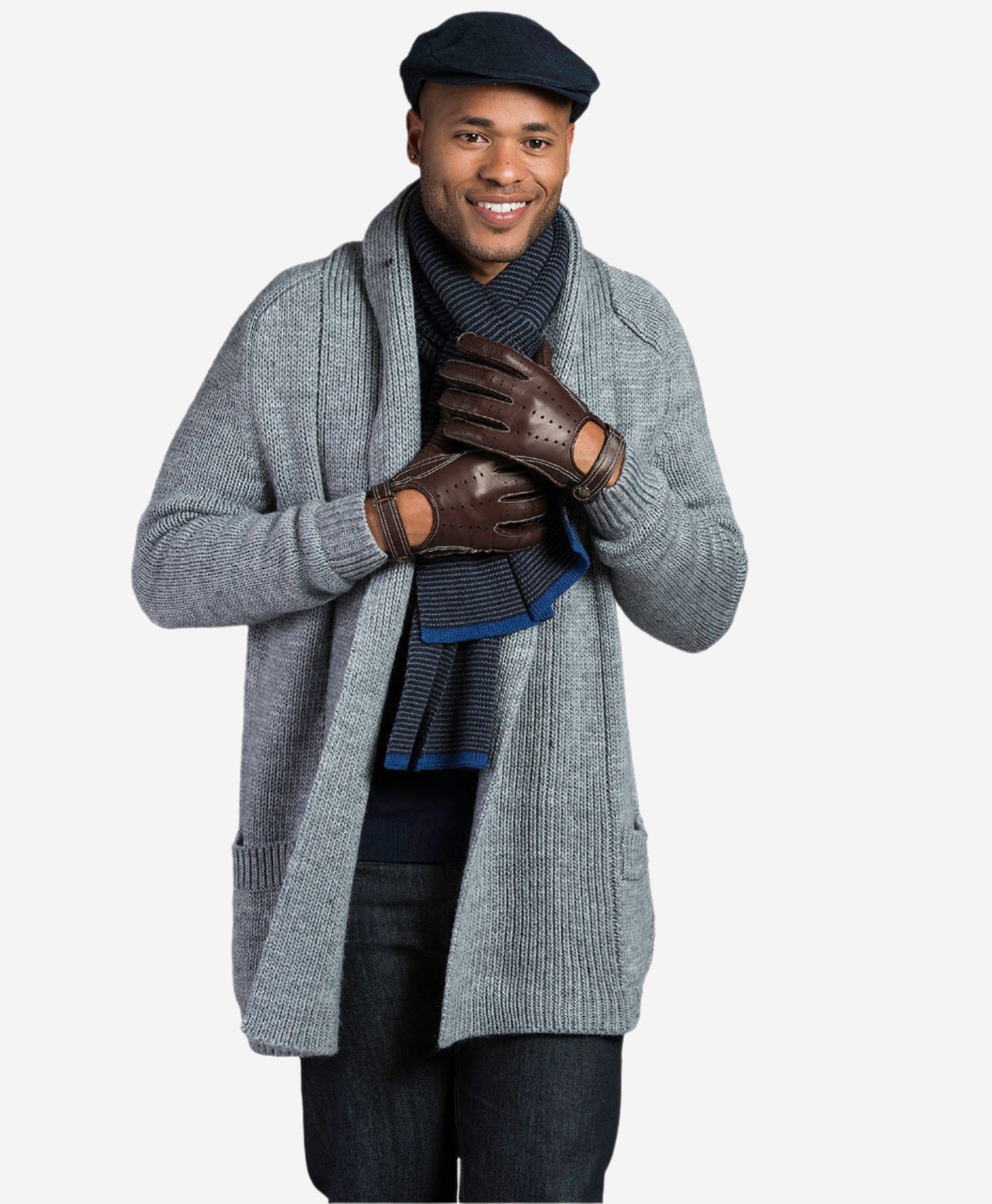 CD3528 (brown) - Men's Italian Leather Driving Gloves with Cashmere Lining - Leather Gloves Online - Luxury Leather Gloves - 4