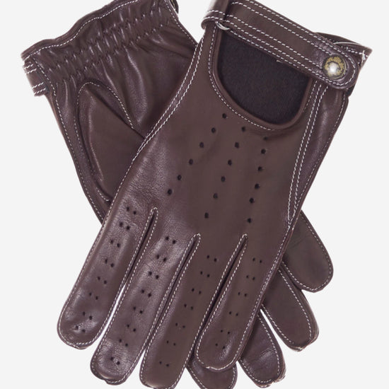 CD3528 (brown) - Men's Italian Leather Driving Gloves with Cashmere Lining - Leather Gloves Online - Luxury Leather Gloves - 3