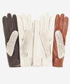 CD4020 (cream) - Women’s Italian crochet and leather driving gloves
