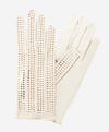 CD4020 (cream) - Women's Crochet and Leather Driving Gloves - Leather Gloves Online - Luxury Leather Gloves - 2