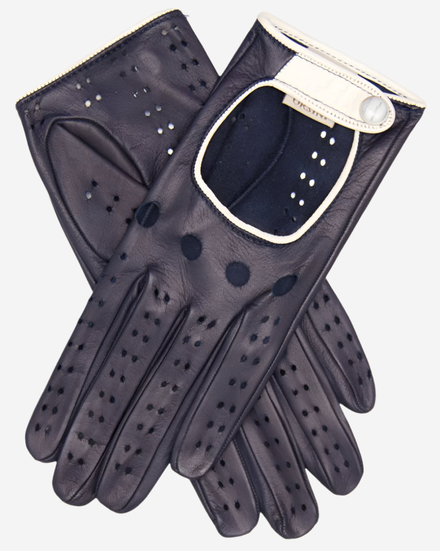 CD4134 (navy) - Women's Italian Lambskin Driving Gloves - Leather Gloves Online - Luxury Leather Gloves - 2