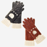 CD4141 (black) - Women's Winter Leather Driving Gloves with Cashmere Lining