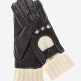 CD4141 (black) - Women's Winter Leather Driving Gloves with Cashmere Lining - Leather Gloves Online - Luxury Leather Gloves - 2