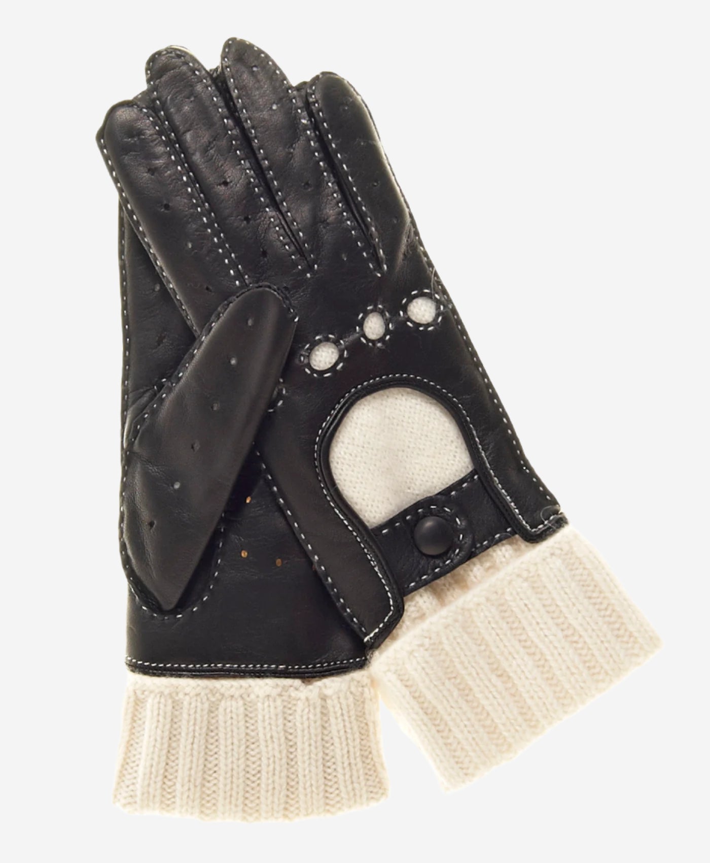 CD4141 (black) - Women's Winter Leather Driving Gloves with Cashmere Lining - Leather Gloves Online - Luxury Leather Gloves - 2