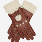 CD4141 (brown) - Women's Winter Leather Driving Gloves with Cashmere Lining - Leather Gloves Online - Luxury Leather Gloves - 1