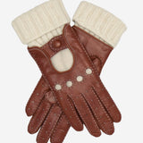 CD4141 (brown) - Women's Winter Leather Driving Gloves with Cashmere Lining - Leather Gloves Online - Luxury Leather Gloves - 1
