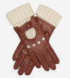 CD4141 (brown) - Women's Winter Leather Driving Gloves with Cashmere Lining - Leather Gloves Online - Luxury Leather Gloves - 1