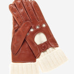 CD4141 (brown) - Women's Winter Leather Driving Gloves with Cashmere Lining - Leather Gloves Online - Luxury Leather Gloves - 2