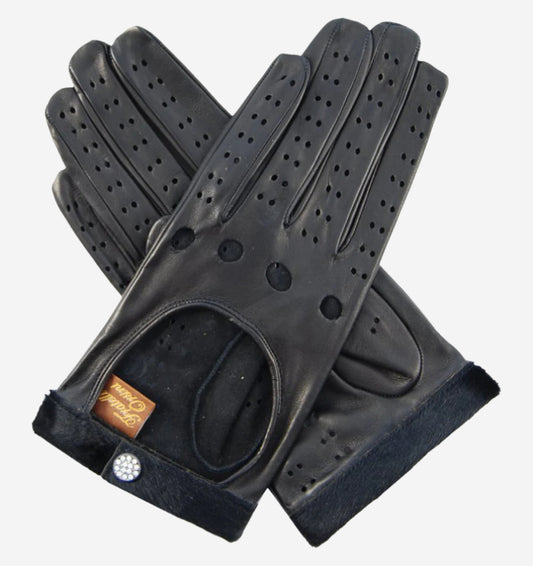 CD4201 (black) - Women's Elegant Italian Lambskin Driving Gloves - Leather Gloves Online - Luxury Leather Gloves - 1