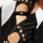 CD4201 (black) - Women's Elegant Italian Lambskin Driving Gloves - Leather Gloves Online - Luxury Leather Gloves - 3
