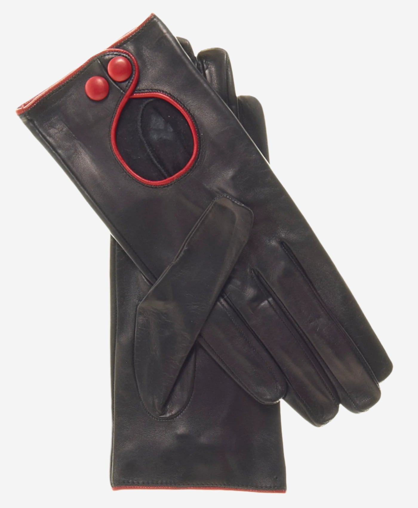 CD4255 (black) - Women's Italian Leather Driving Gloves with Contrast Welting - Leather Gloves Online - Luxury Leather Gloves - 2