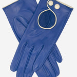 CD4255 (blue) - Women's Italian Leather Driving Gloves with Contrast Welting - Leather Gloves Online - Luxury Leather Gloves - 1