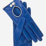 CD4255 (blue) - Women's Italian Leather Driving Gloves with Contrast Welting - Leather Gloves Online - Luxury Leather Gloves - 2