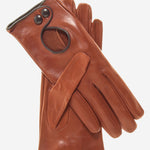 CD4255 (medium brown) - Women's Italian Leather Driving Gloves with Contrast Welting - Leather Gloves Online - Luxury Leather Gloves - 2