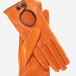 CD4255 (tangerine) - Women's Italian Leather Driving Gloves with Contrast Welting - Leather Gloves Online - Luxury Leather Gloves - 1
