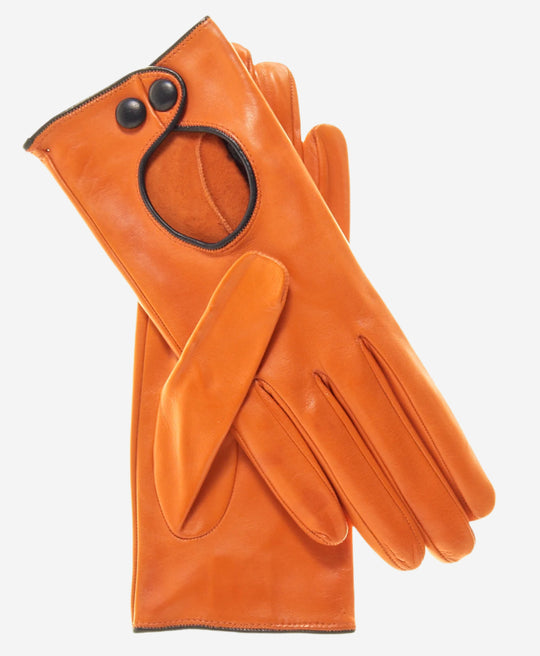 CD4255 (tangerine) - Women’s Italian leather driving gloves with contrast welting