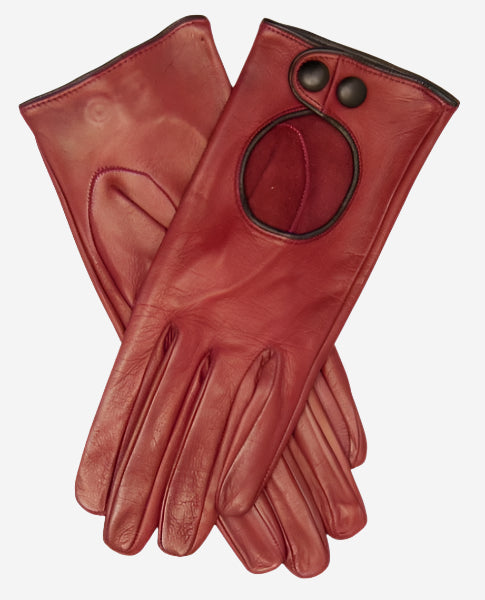 CD4255 (xb) - Women's Italian Leather Driving Gloves with Contrast Welting - Leather Gloves Online - Luxury Leather Gloves - 1