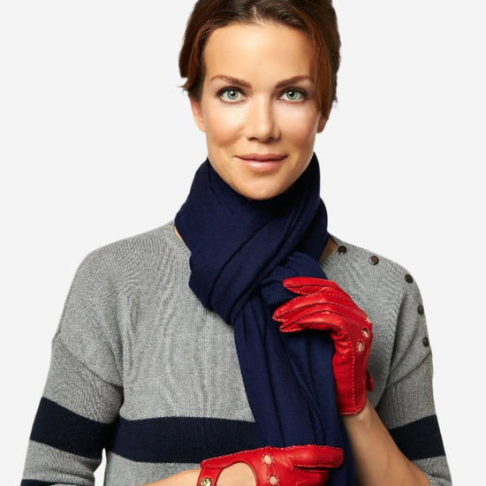 CD4266 (red) - Women's Italian Leather Driving Gloves with Contrast Stitching - Leather Gloves Online - Luxury Leather Gloves - 4
