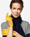 CD4266 (yellow) - Women's Italian Leather Driving Gloves with Contrast Stitching - Leather Gloves Online - Luxury Leather Gloves - 2