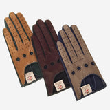 CD4363 (camel/forest) - Women's Two-tone Italian Leather Driving Gloves