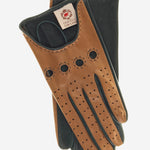 CD4363 (camel/forest) - Women's Two-tone Italian Leather Driving Gloves - Leather Gloves Online - Luxury Leather Gloves - 2