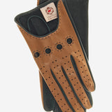 CD4363 (camel/forest) - Women's Two-tone Italian Leather Driving Gloves - Leather Gloves Online - Luxury Leather Gloves - 2