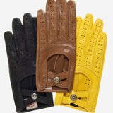 CD4378 (saddle) - Women's Sporty Italian Leather Driving Gloves