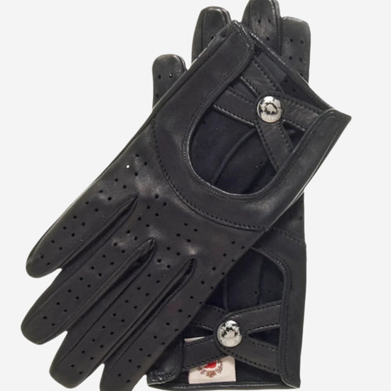 CD4378 (black) - Women's Sporty Italian Leather Driving Gloves - Leather Gloves Online - Luxury Leather Gloves - 1