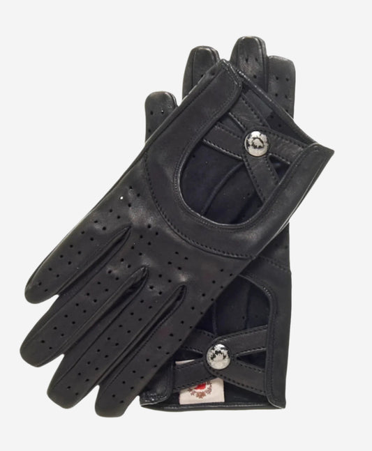 CD4378 (black) - Women's Sporty Italian Leather Driving Gloves - Leather Gloves Online - Luxury Leather Gloves - 1