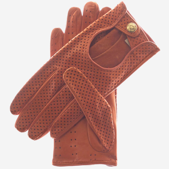 CD4466 (cognac) - Women's Ventilated Leather Driving Gloves - Leather Gloves Online - Luxury Leather Gloves - 1