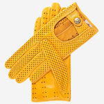 CD4466 (yellow) - Women's Ventilated Leather Driving Gloves - Leather Gloves Online - Luxury Leather Gloves - 1