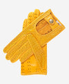 CD4466 (yellow) - Women's Ventilated Leather Driving Gloves - Leather Gloves Online - Luxury Leather Gloves - 1