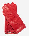 CD4814 (red) - Women’s Italian leather driving gloves with buckled strap