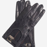 CD4814 (black) - Women's Italian Leather Driving Gloves with Buckled Strap - Leather Gloves Online - Luxury Leather Gloves - 1
