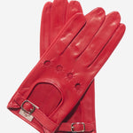 CD4814 (red) - Women's Italian Leather Driving Gloves with Buckled Strap - Leather Gloves Online - Luxury Leather Gloves - 1