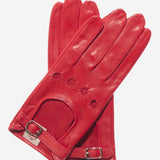 CD4814 (red) - Women's Italian Leather Driving Gloves with Buckled Strap - Leather Gloves Online - Luxury Leather Gloves - 1