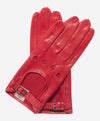 CD4814 (red) - Women's Italian Leather Driving Gloves with Buckled Strap - Leather Gloves Online - Luxury Leather Gloves - 1