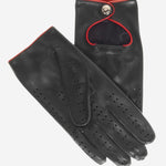 CD4927 (black) - Ladies Driving Gloves with Accent Piping - Leather Gloves Online - Luxury Leather Gloves - 1