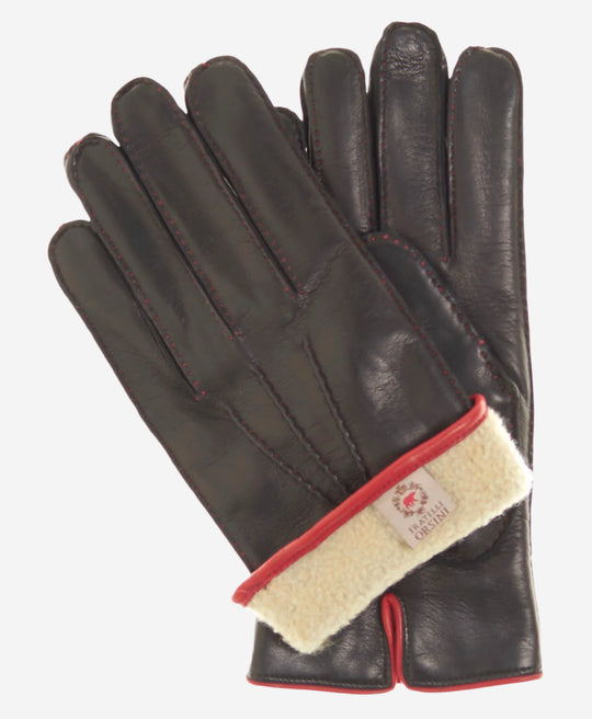 CL3505 (black) - Men’s handsewn Italian lamb shearling winter leather gloves