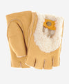CL4522 (golden) - Women's Italian Shearling Fingerless Gloves - Leather Gloves Online - Luxury Leather Gloves - 1