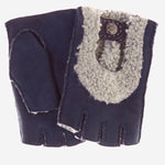 CL4522 (navy) - Women's Italian Shearling Fingerless Gloves - Leather Gloves Online - Luxury Leather Gloves - 1