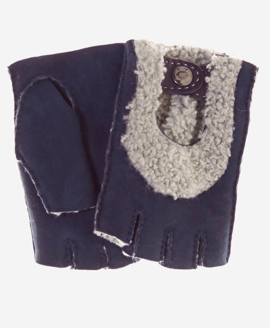 CL4522 (navy) - Women's Italian Shearling Fingerless Gloves - Leather Gloves Online - Luxury Leather Gloves - 1