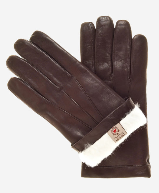 CR3001 (brown) - Men’s Italian rabbit fur gloves