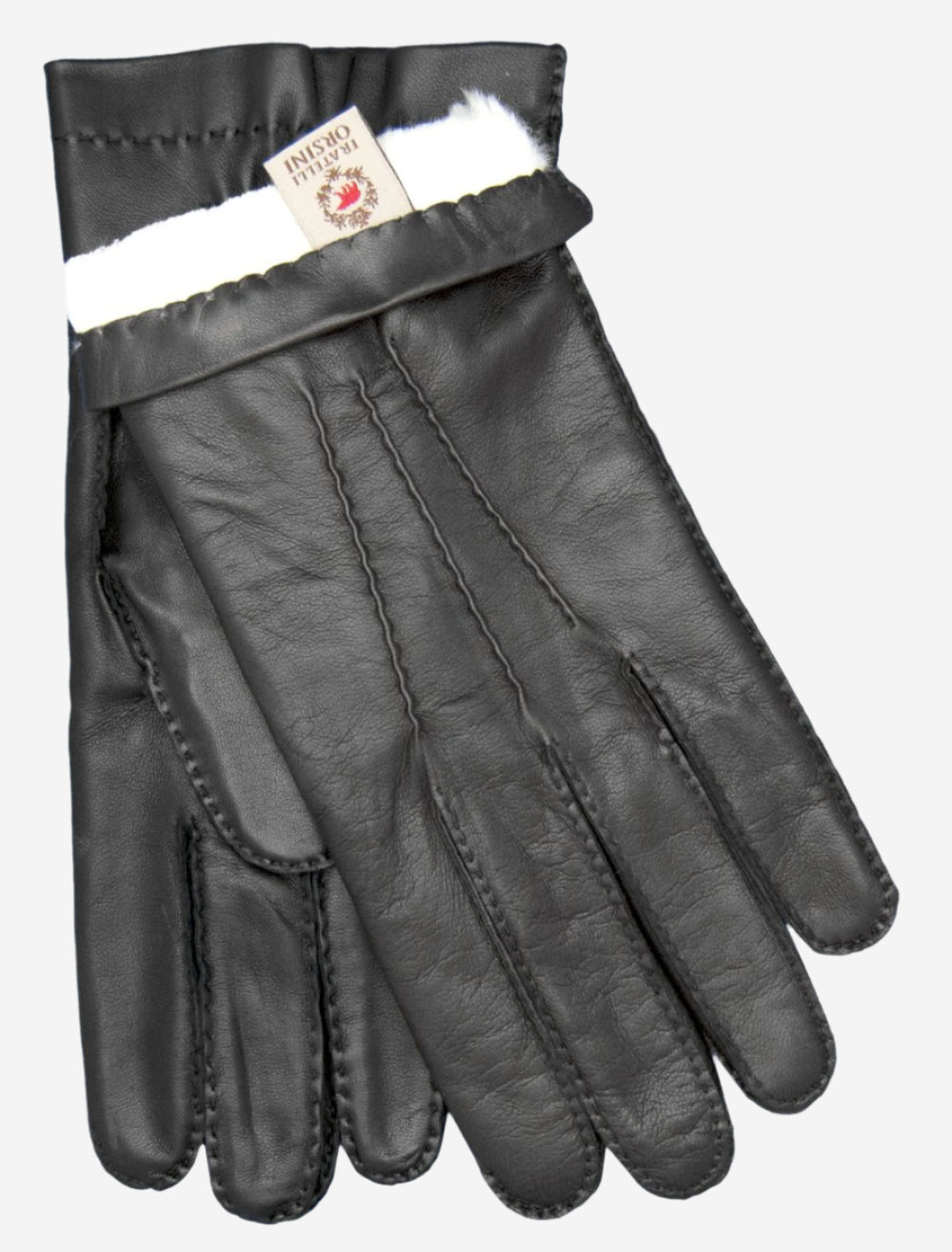 CR3103 (black) - Men's Handsewn Rabbit Fur Gloves - Leather Gloves Online - Luxury Leather Gloves - 2