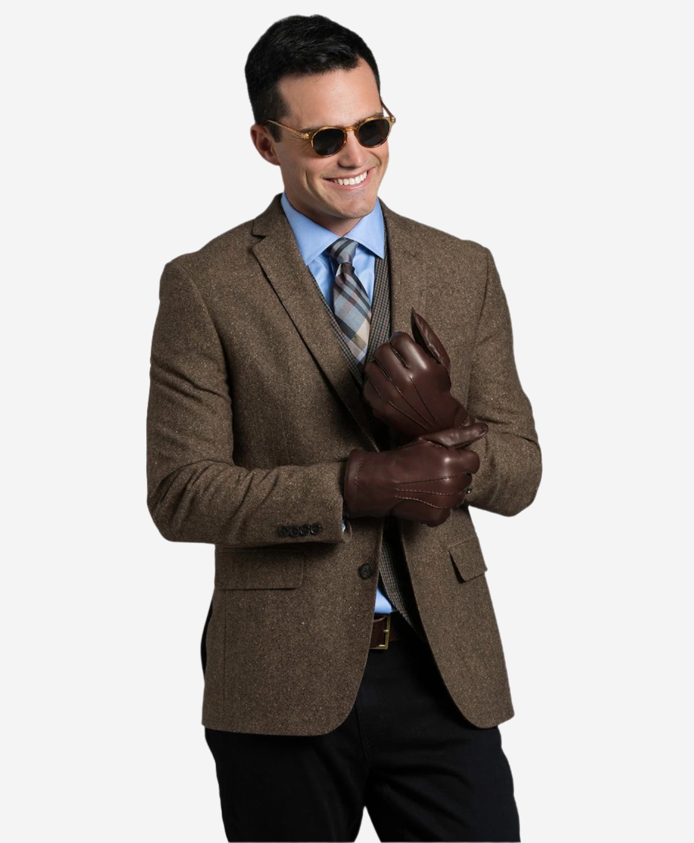 CR3103 (brown) - Men's Handsewn Rabbit Fur Gloves - Leather Gloves Online - Luxury Leather Gloves - 4