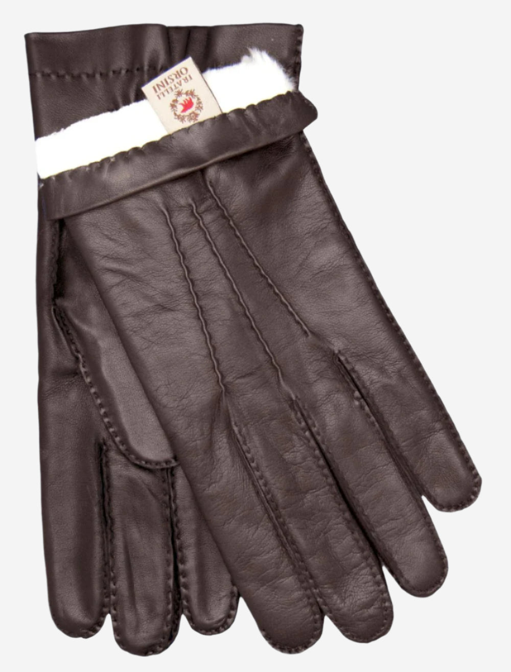 CR3103 (brown) - Men's Handsewn Rabbit Fur Gloves - Leather Gloves Online - Luxury Leather Gloves - 1