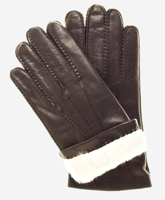 CR3103 (brown) - Men’s handsewn Italian rabbit fur gloves