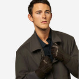 CR3103 (brown) - Men's Handsewn Rabbit Fur Gloves - Leather Gloves Online - Luxury Leather Gloves - 3