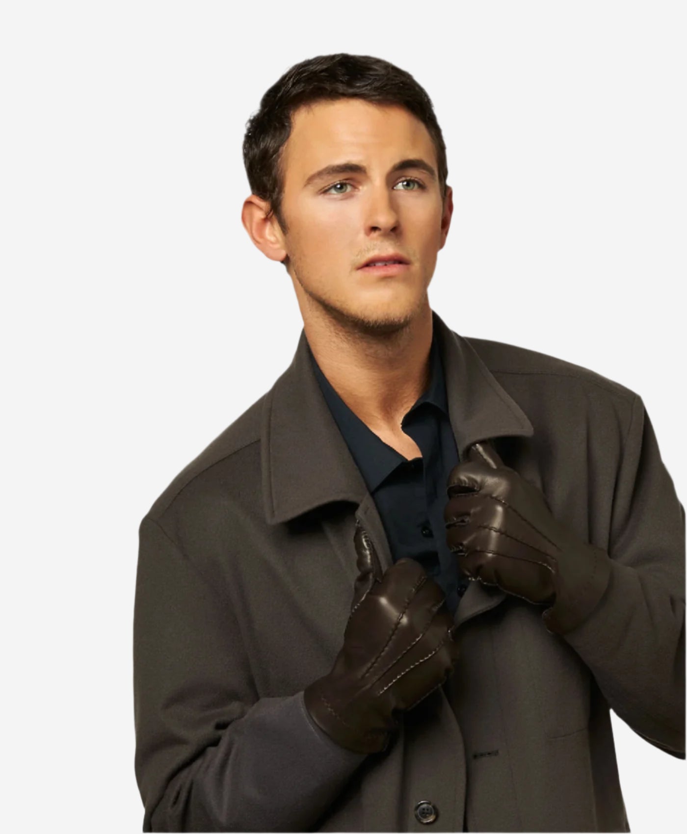 CR3103 (brown) - Men's Handsewn Rabbit Fur Gloves - Leather Gloves Online - Luxury Leather Gloves - 3